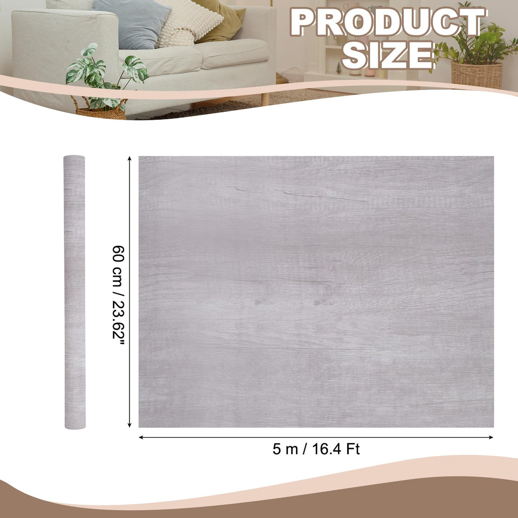 Peel and Stick Wood Grain Flooring Roll 16.4" x Light Gray ft Waterproof Self Adhesive Vinyl Flooring Tiles Kitchen