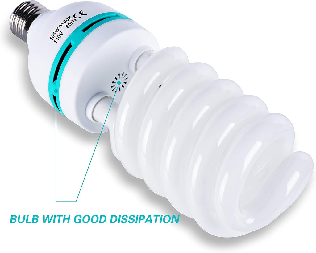 Full Spectrum Light Bulb, 105W CFL Light Bulbs for Photography 2Pack