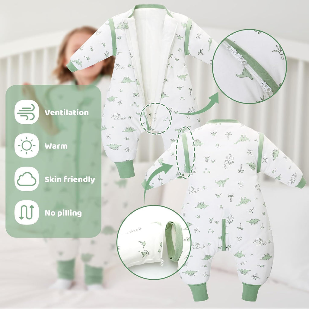 LAT Winter Baby Sleep Bag with Feet, way zip Wearable Blanket with Removable Sleeves,Warm Sack for Toddler 2.5 TOG