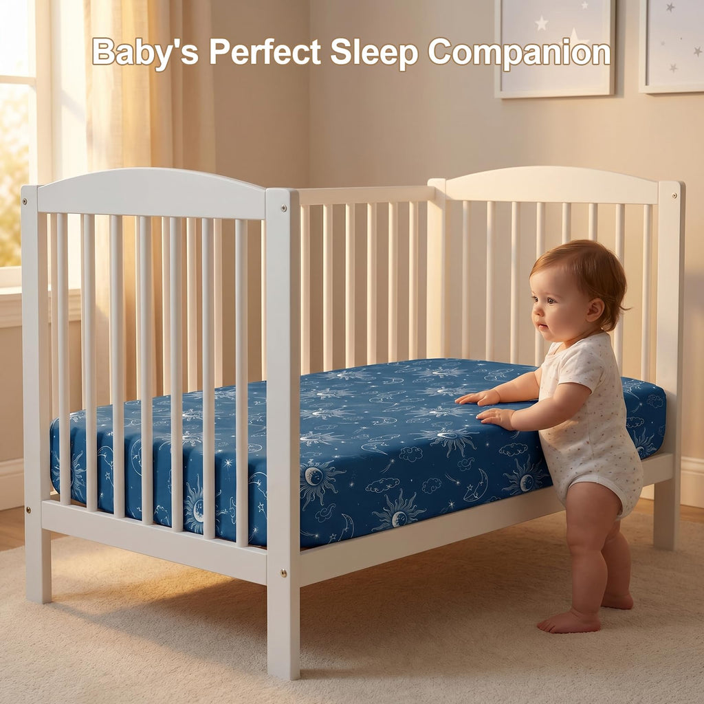 Baby Crib Sheets 2 Pack for Boys and Girls Fit for Standard Crib Toddler Mattress Breathable Soft Microfiber Baby