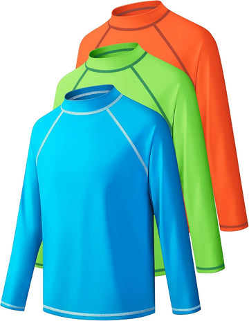 Boys Rash Guard Swim Shirt Long Sleeve Water Beach UPF 50+ Sun Protection