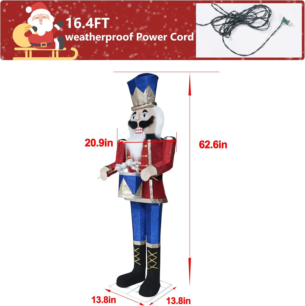 5FT Lighted Nutcracker with Drum Christmas Decoration Outdoor