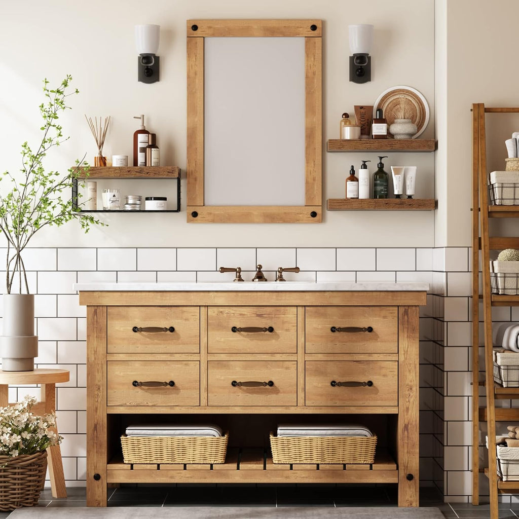 Bathroom Shelves Over Toilet - Wall Mounted Floating Shelves Toilet Paper Storage Small Farmhouse Decor Shelf 16 inch