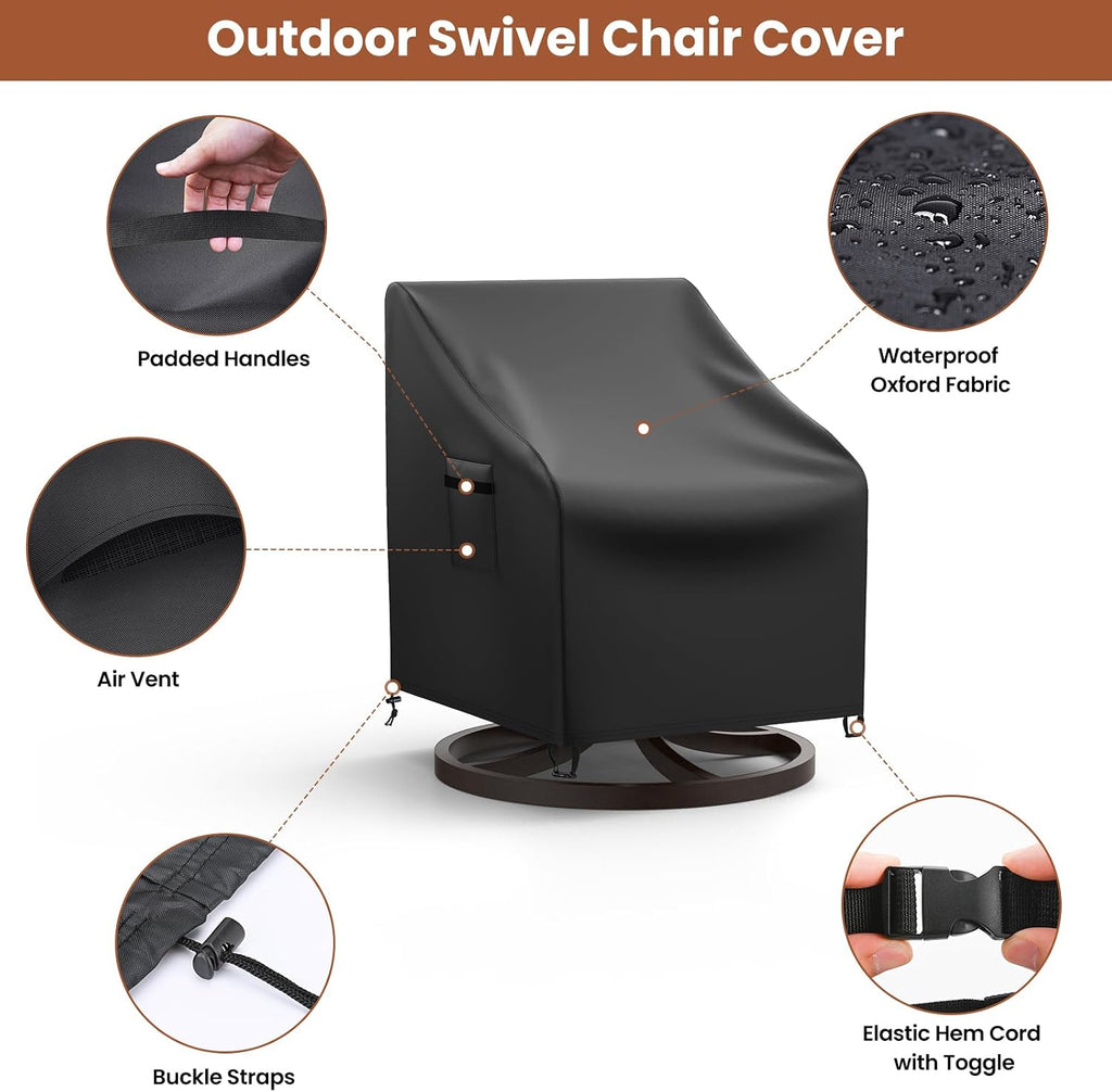 Patio Chair Covers, 2 Pack Outdoor Swivel Lounge Chair Cover, Heavy Duty Patio Rocking Chair Covers, Patio Furniture