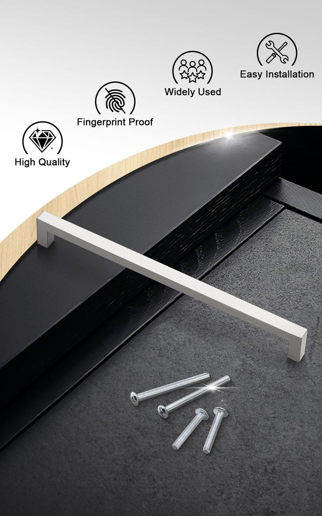 Cabinet Handles Stainless Steel Kitchen Drawer Pulls Square Bar Cabinet Hardware Bathroom Cupboard Dresser Brushed