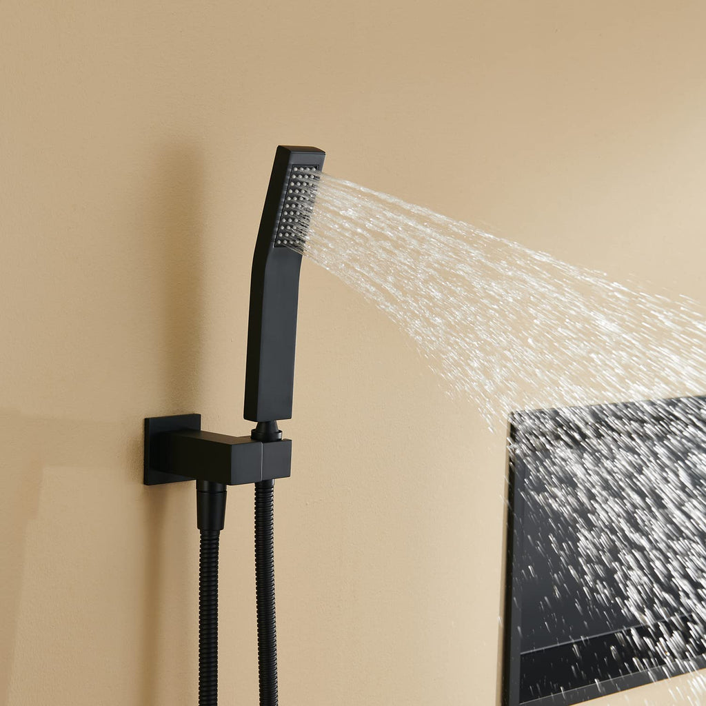 Shower System 10 Inches Rain Shower Combo Set Black Wall Mount Faucet Bathroom Faucets with Rainfall Shower Head and