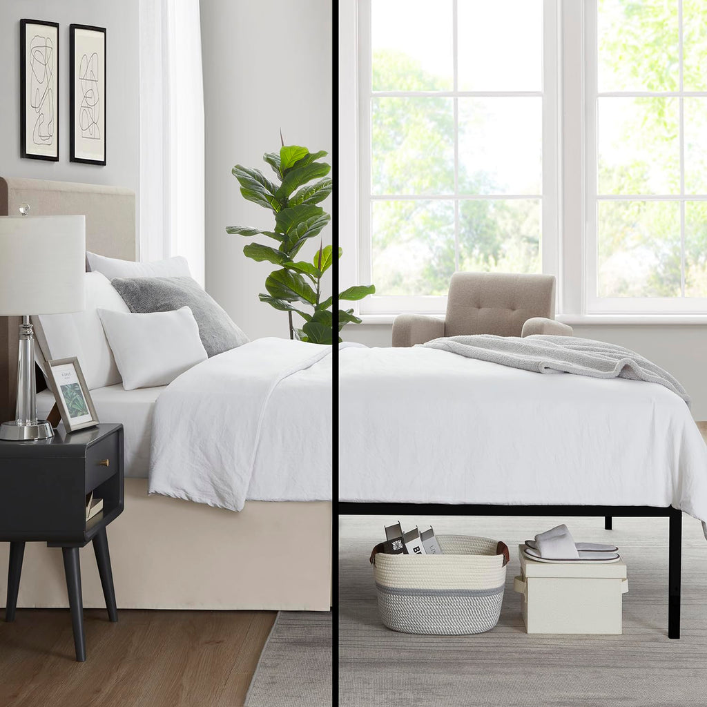 Bed Skirt - Bed Skirt 14 Inch Drop - Brushed Microfiber Bed Skirts - Hotel Quality Pleated Bed Skirt
