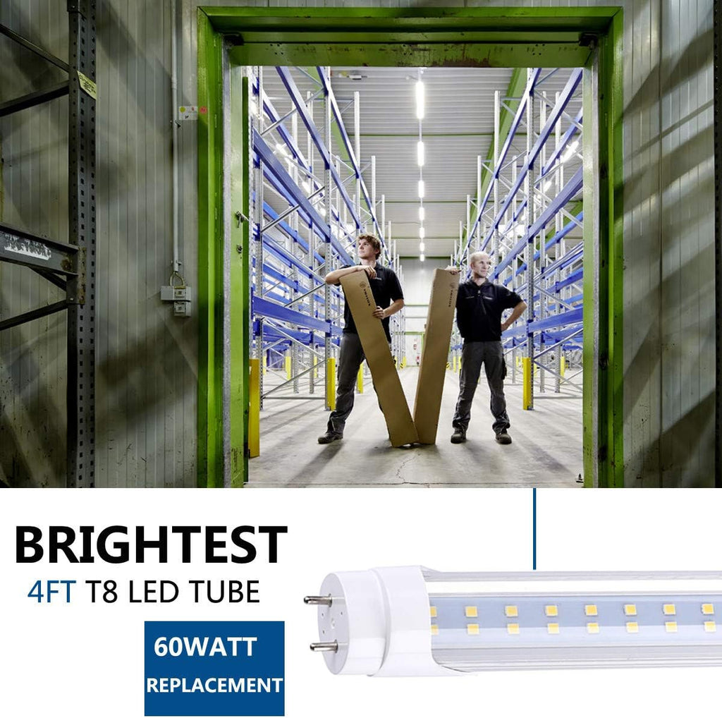 T8 LED Tube Light Two Rows LED Chips 4FT 28W, 80W Replacement LED Bulb Lights, 3360 Lumens, Cold White 6000K, Ballast