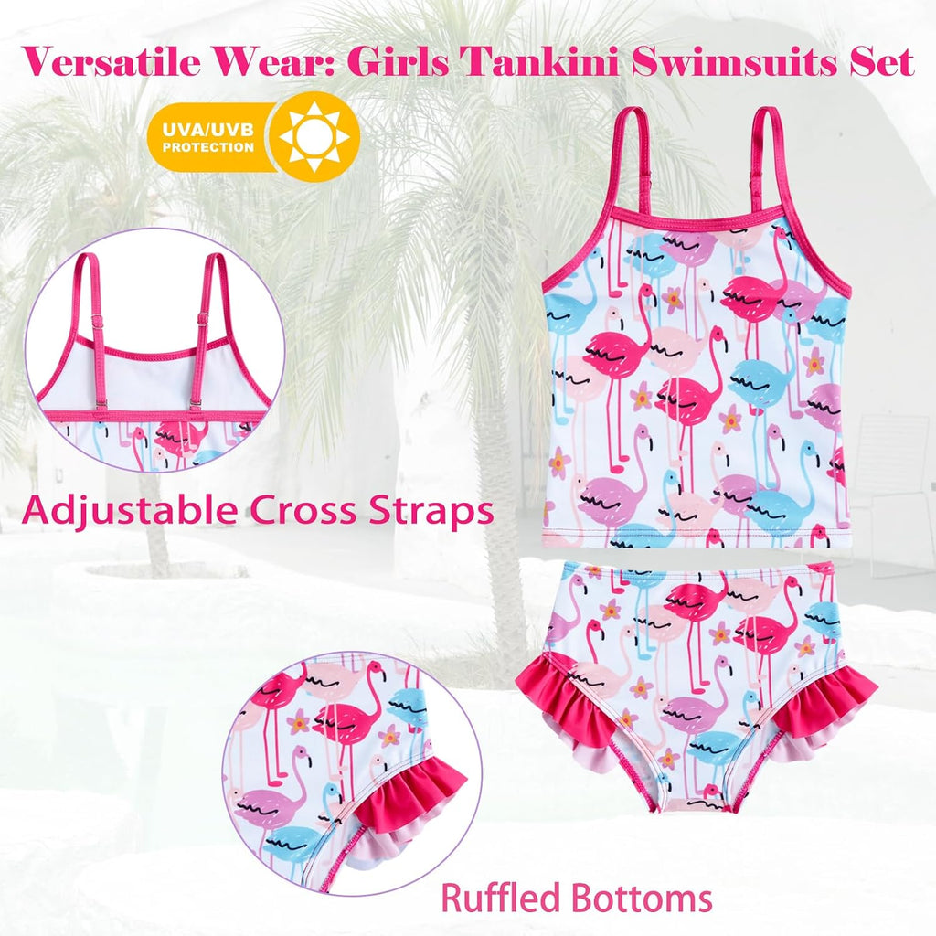 Girls Swimsuit Tankini Rash Guard Set Bathing Suits