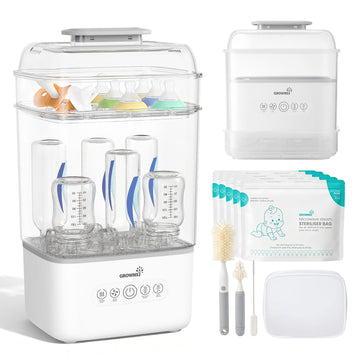 Baby Bottle Sterilizer and Dryer, Space-Saving, with Travel Set