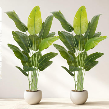 Lifelike Bird of Paradise Artificial Plant, 7ft Faux Banana Leaf Tree with 15 Trunks - Perfect Indoor Silk Floor Plant