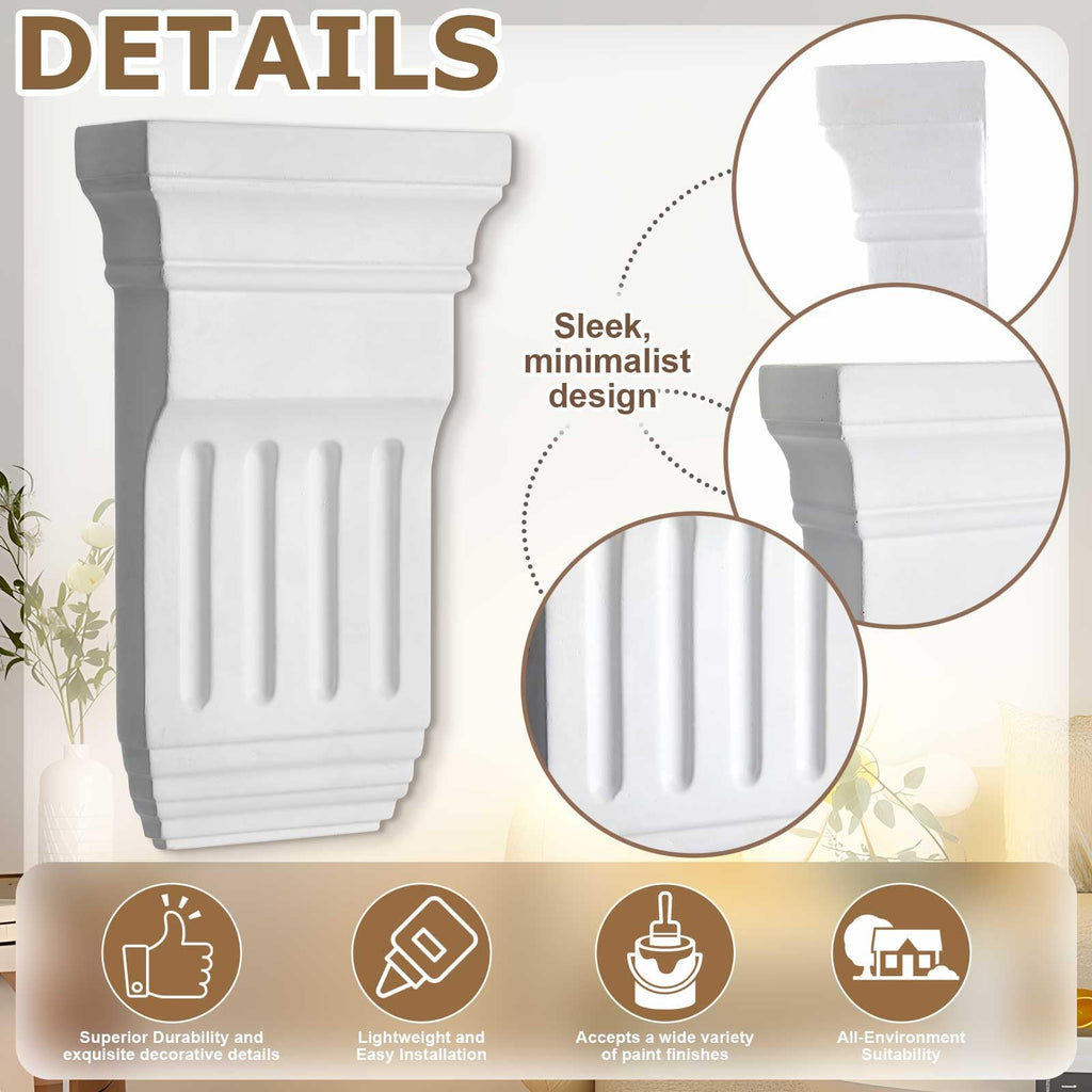 2 Pcs Unfinished Paintable Corbels, 6 W x 2 D x 10 3/8 Inch H