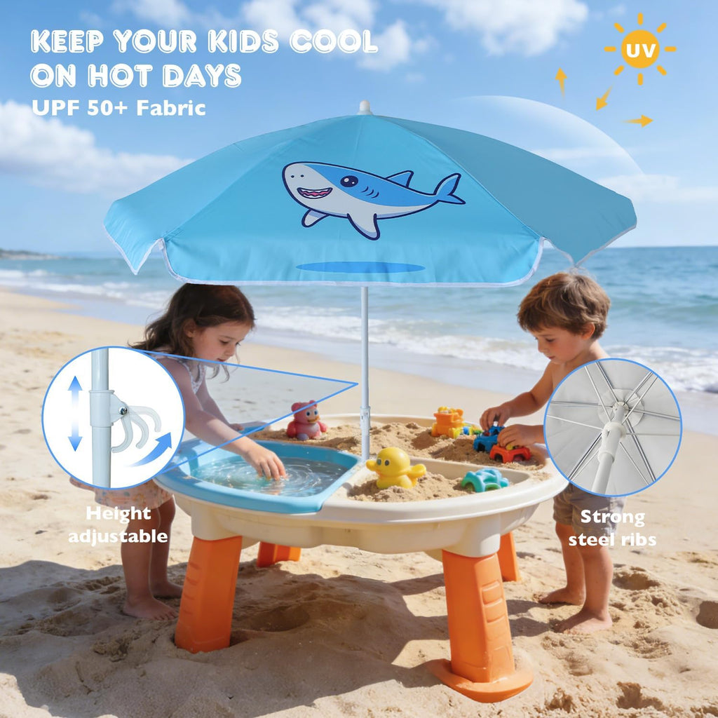 5ft Kids Beach Umbrella for Picnic, Water Table, Sand Box Sun Shade