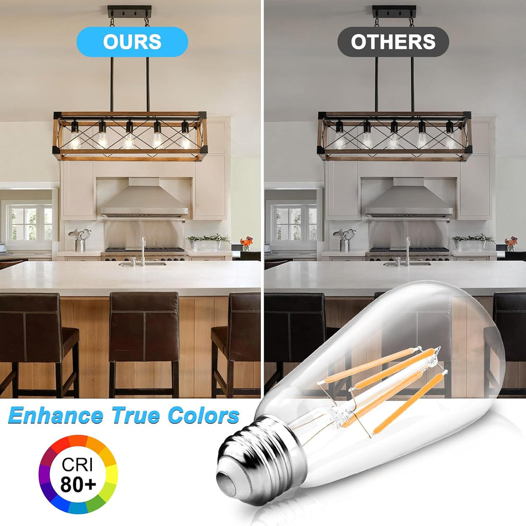 Vintage LED Edison Bulbs, 6W, Equivalent 60W, E26 Medium Base, Warm White 2700K, Non-Dimmable, ST58 Antique LED