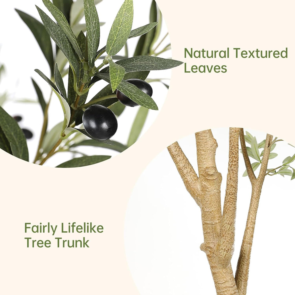 Tall Faux Olive Tree 9ft with Thick Trunk & Realistic Leaves