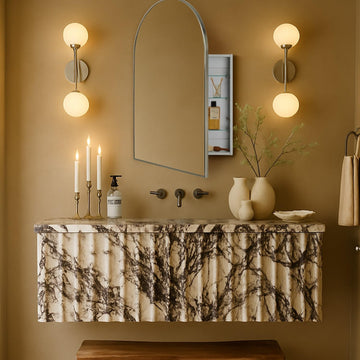 24 x 36'' Polished Nickel Arch Bathroom Medicine Cabinet with Mirror Recessed and Surface Mounted Medicine Cabinet