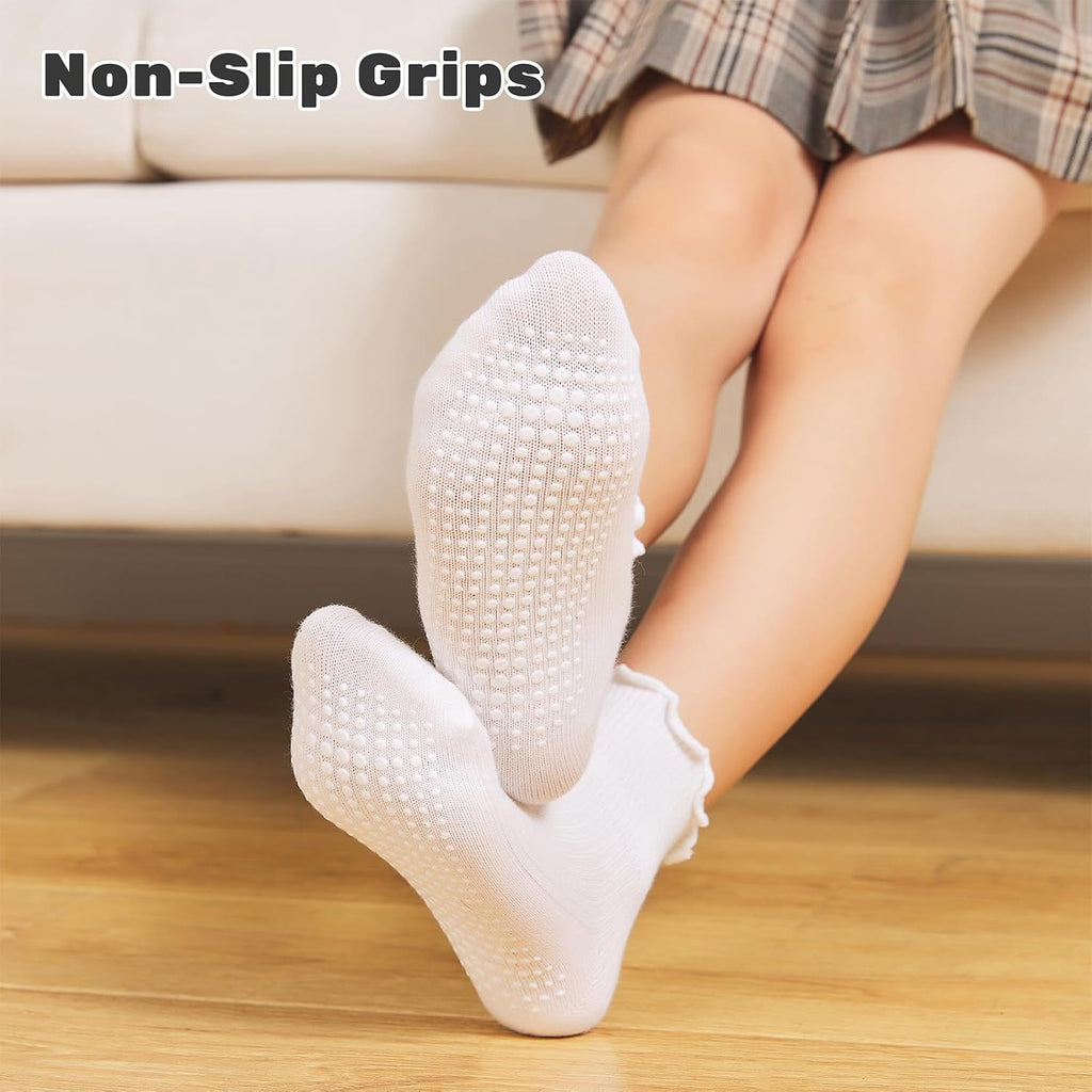 Toddler Socks Ruffle for Girls Baby Grip Socks Non Slip Cute Frill