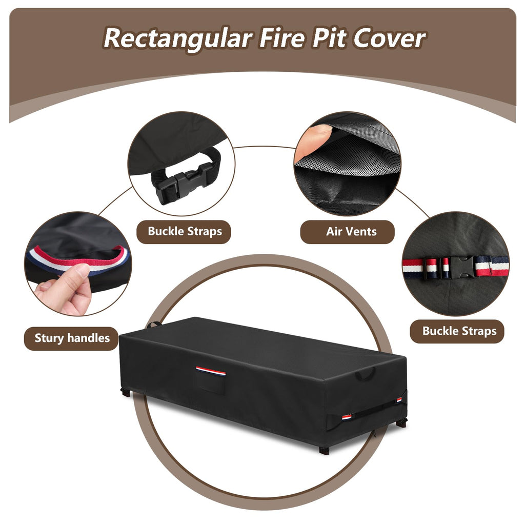 Rectangular Fire Pit Cover 60 inch, Heavy Duty 600D Waterproof Propane Gas Fire Pit Table Cover, Also Suitable for