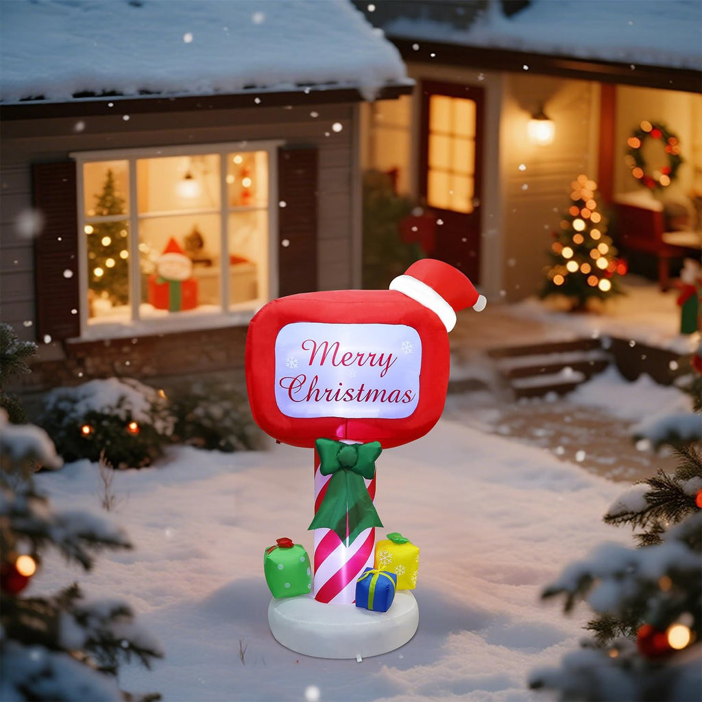 Christmas Inflatables Decorations Outdoor, 6FT Inflatable Xmas Mailbox with Built-in LED Lights, Lighted Blow Up