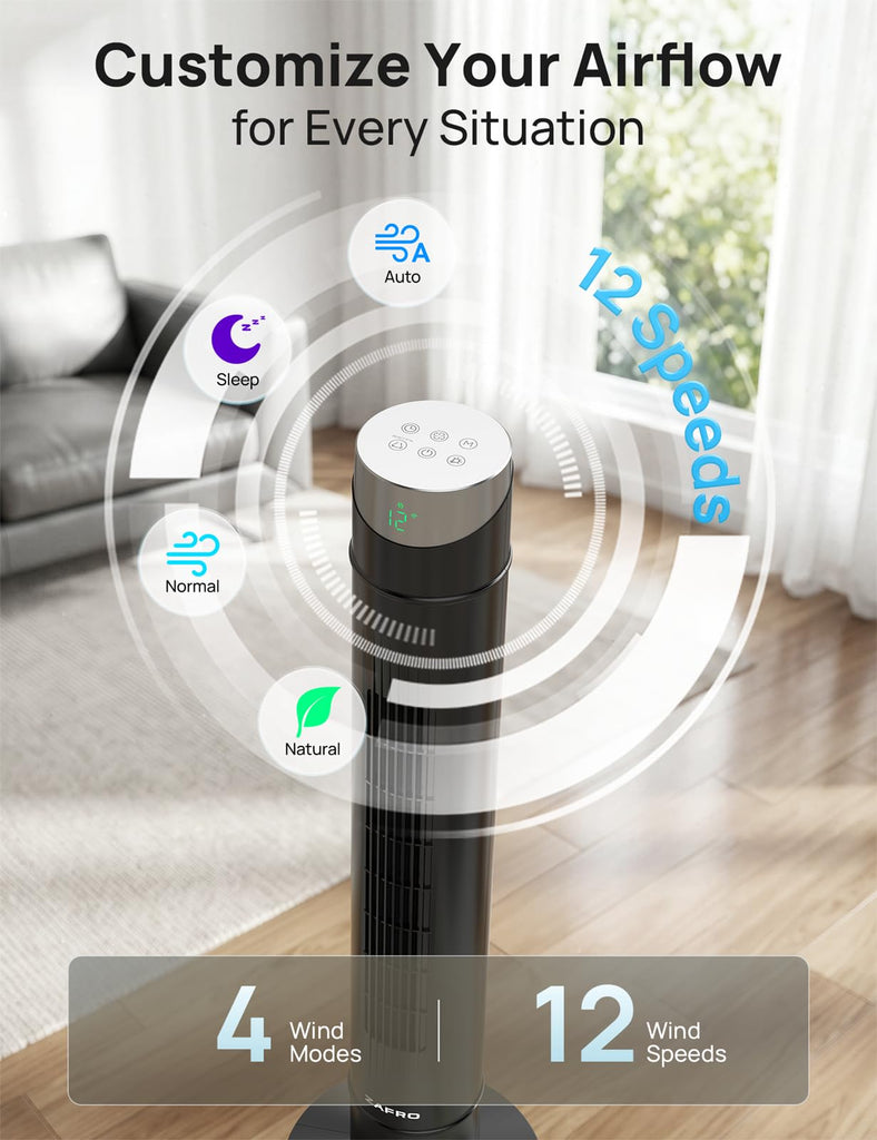 Smart Tower Fan ,Upgraded DC Motor Fans that Blow Cold Air