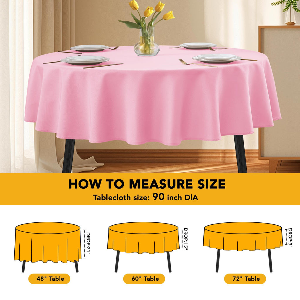 10-Pack Pink Round Tablecloths, 90 in, for 4-5 Ft Round Tables