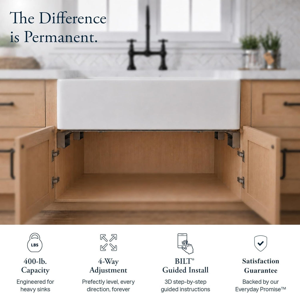 SinkSense Level-Up Undermount Sink Support Bracket, Adjustable Height | Supports undermount sinks during install