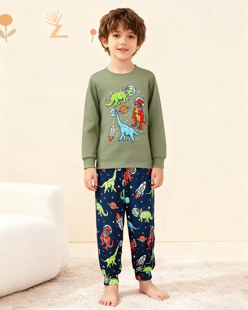 Boys Pajamas Long Sleeve Top Long Pants Pajama Sets Kids Funny Prints Pjs 2 Piece Boy Sleepwear