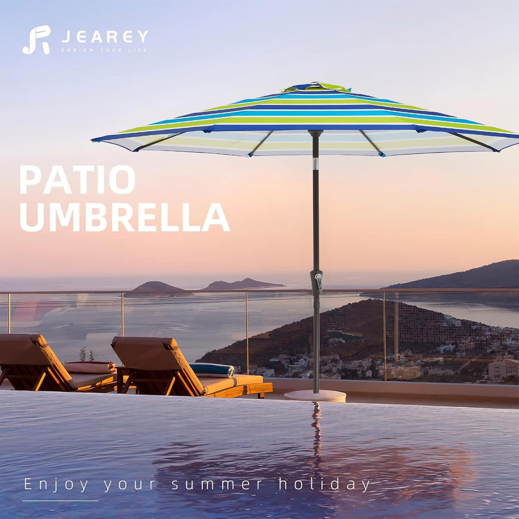 9FT Outdoor Patio Umbrella Outdoor Table Umbrella with Push Button Tilt and Crank - 9 ft