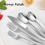 Hammered Silverware Set With Gift Box For 8 Cutlery Set Utensils Stainless Steel Flatware 40 Pieces Luxury Kitchen