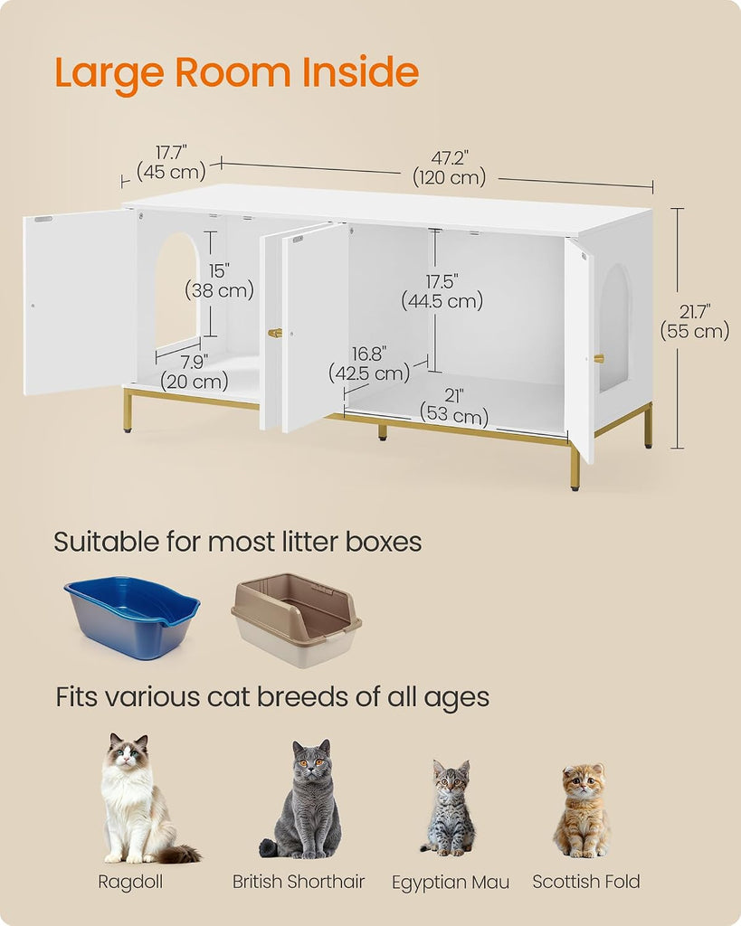 Double Cat Litter Box Enclosure, Double Room, Modern Style