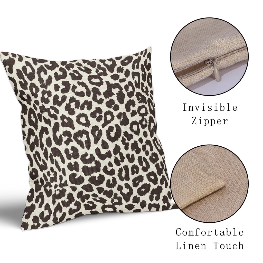 Dark Brown Leopard Print Pillow Covers 22x22 Set of 2 Preppy Room Decor Cheetah Animal Pattern Chinoiserie Decorative