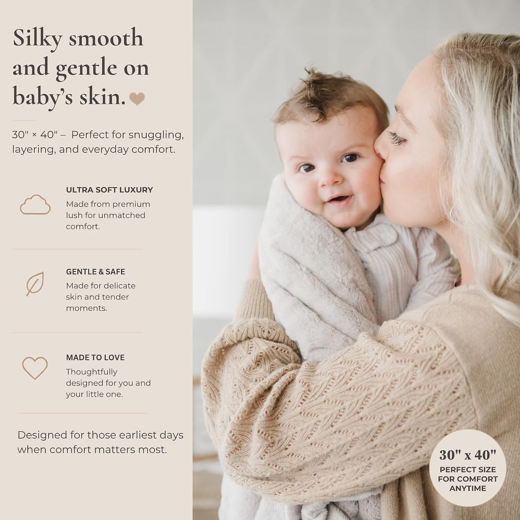 Luxury Receiving Blankets for Babies | Ultra-Soft Lush and Boutique Quality Baby Blanket | Feather - 40" x 30"