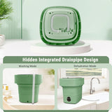 Portable Washing Machine, Foldable Personal Washer w/Integrated Drain Pipe and Spin Basket for Light Clothes, 3