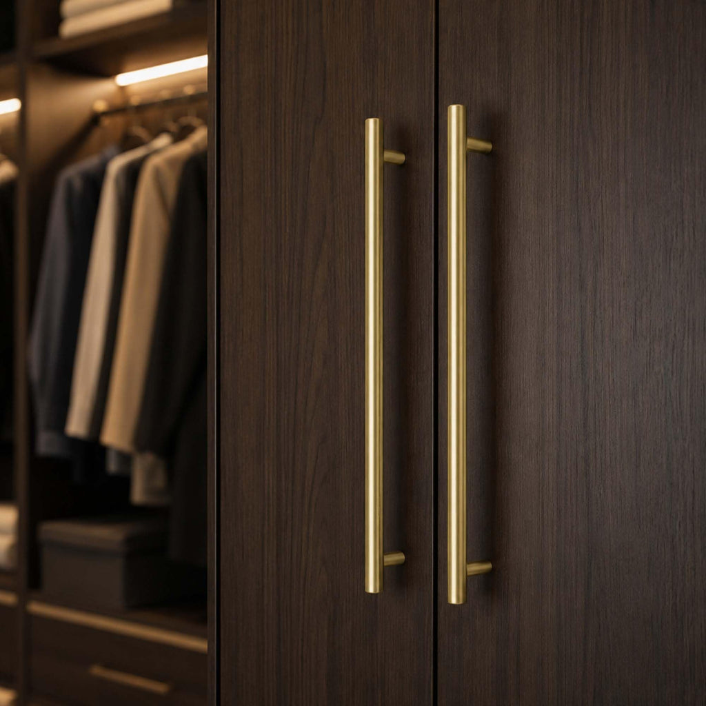 Solid Brass Long Cabinet Pulls,Gold Drawer Pulls,11-1/4