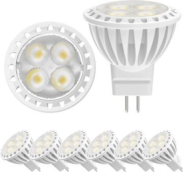 MR11 3W LED Bulbs, Daylight White 6000K, GU4 Bi-Pin Base 6-Pack