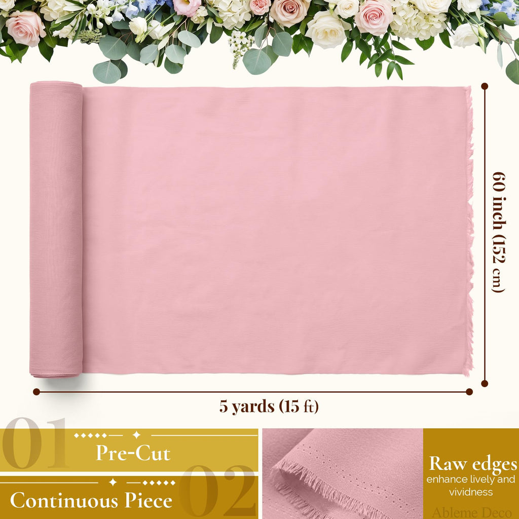 Chiffon Fabric by The Yard 60" x 5 Yards, Soft Sheer Draping (Dusty Rose)