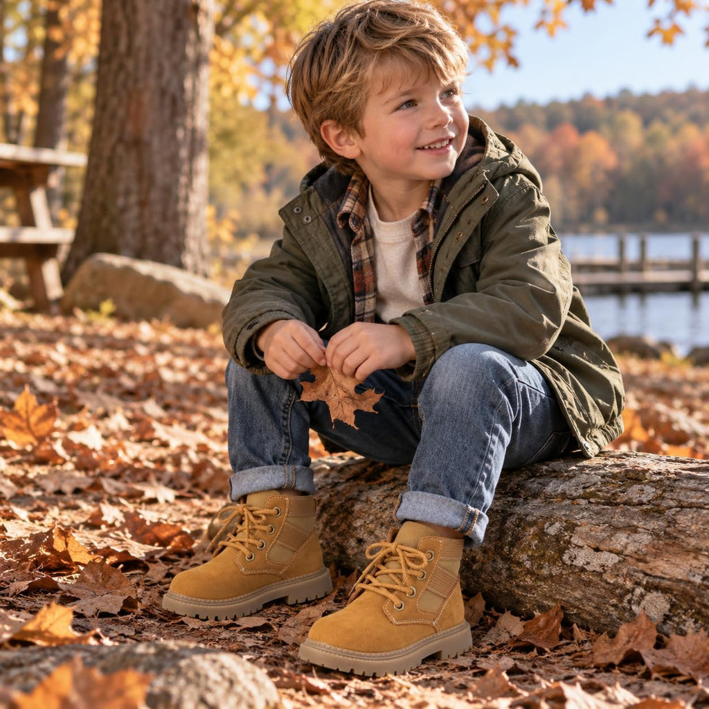 Toddler Boys Girls Boots Kids Work Boots Winter Snow Boot Lace Up Hiking Outdoor Shoes (Toddler/little Kid)