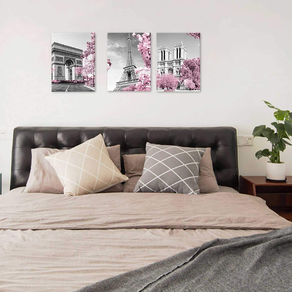 Paris Eiffel Tower Wall Decor for Girls Bedroom Pink Paris Room Decor Black and White Bathroom Pictures Wall Decor