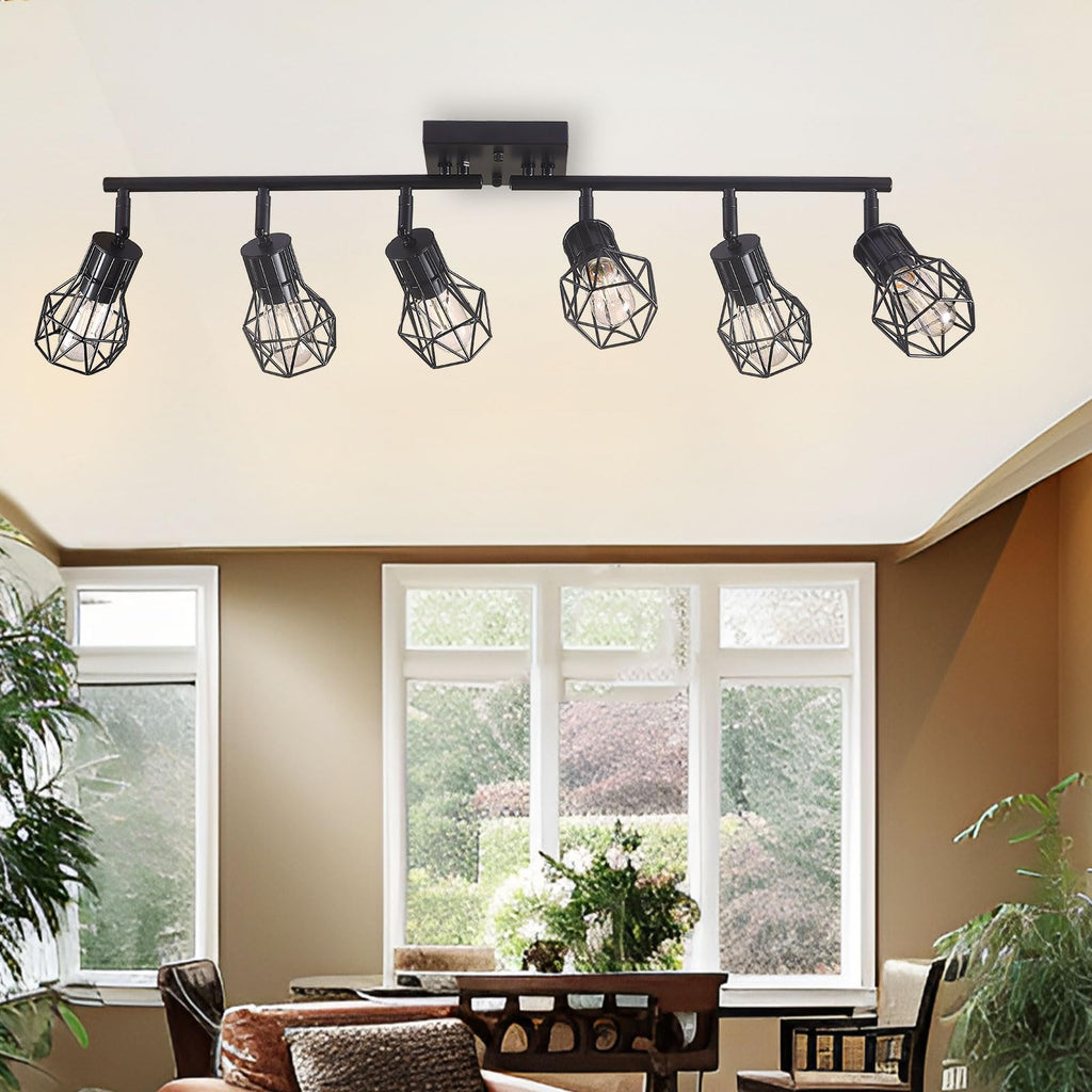Matte Black Ceiling Mount Track Lighting 6-Light E26
