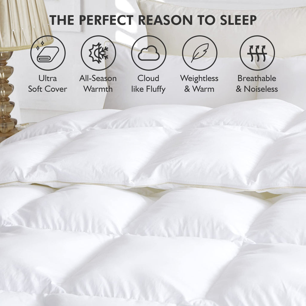 Luxurious Oversized California King (Cal King) Size Goose Down Fiber Waterfowl Feather Fiber Comforter Duvet Insert