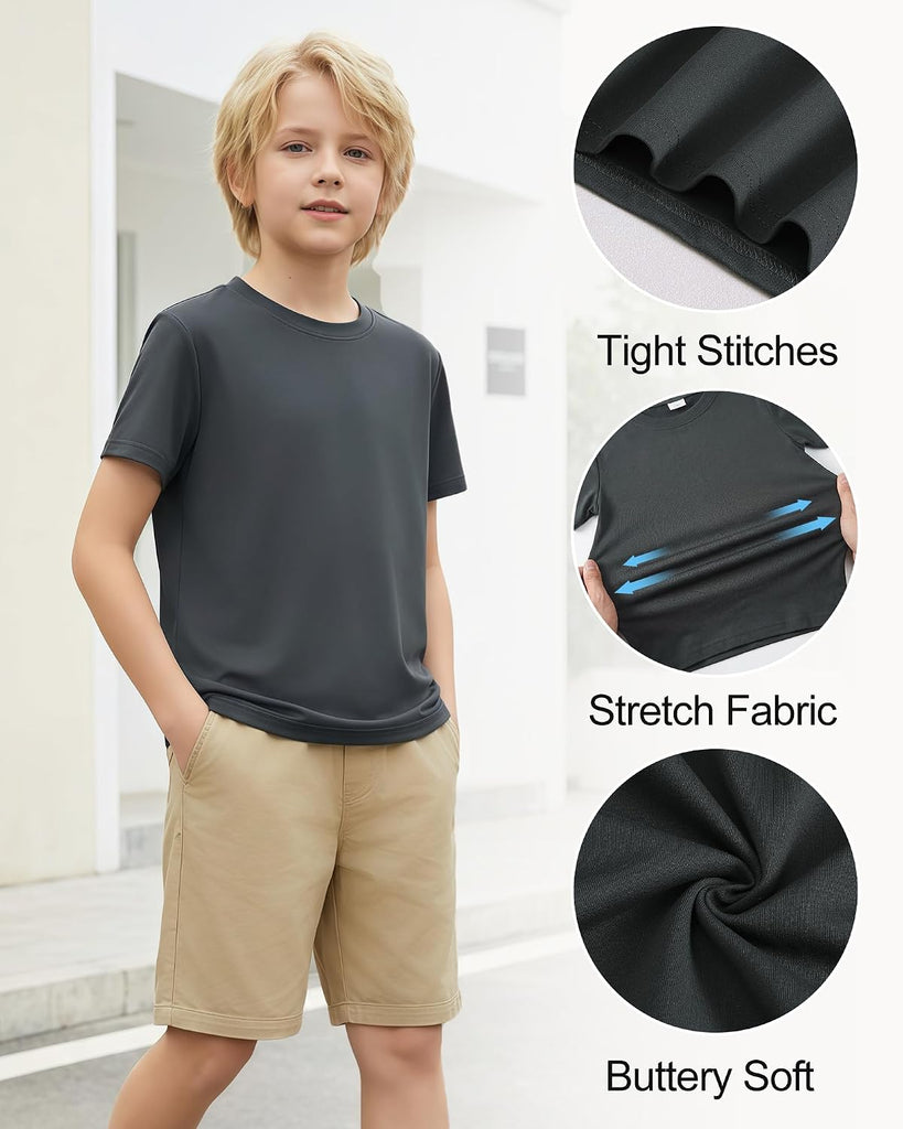 5 Pack Boys Shirts Short Sleeve Boys Tshirts Kids T-Shirts Tees Clothes Summer Tops (Fits Small, Size Up)