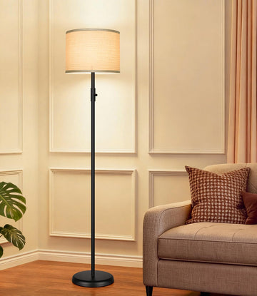 Floor Lamp Simple Design with Shade, Small Tall Lamps Bedroom Office Dining Room Kitchen-Black