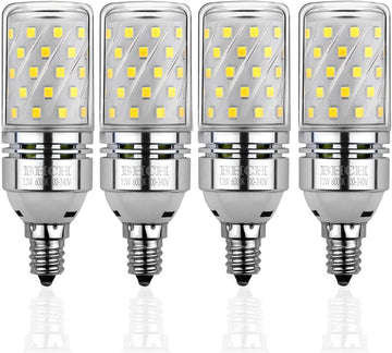 E12 LED Corn Bulbs 12W,6000K Daylight White,1200LM,100W Incandescent Bulbs Equivalent,Pack of 4