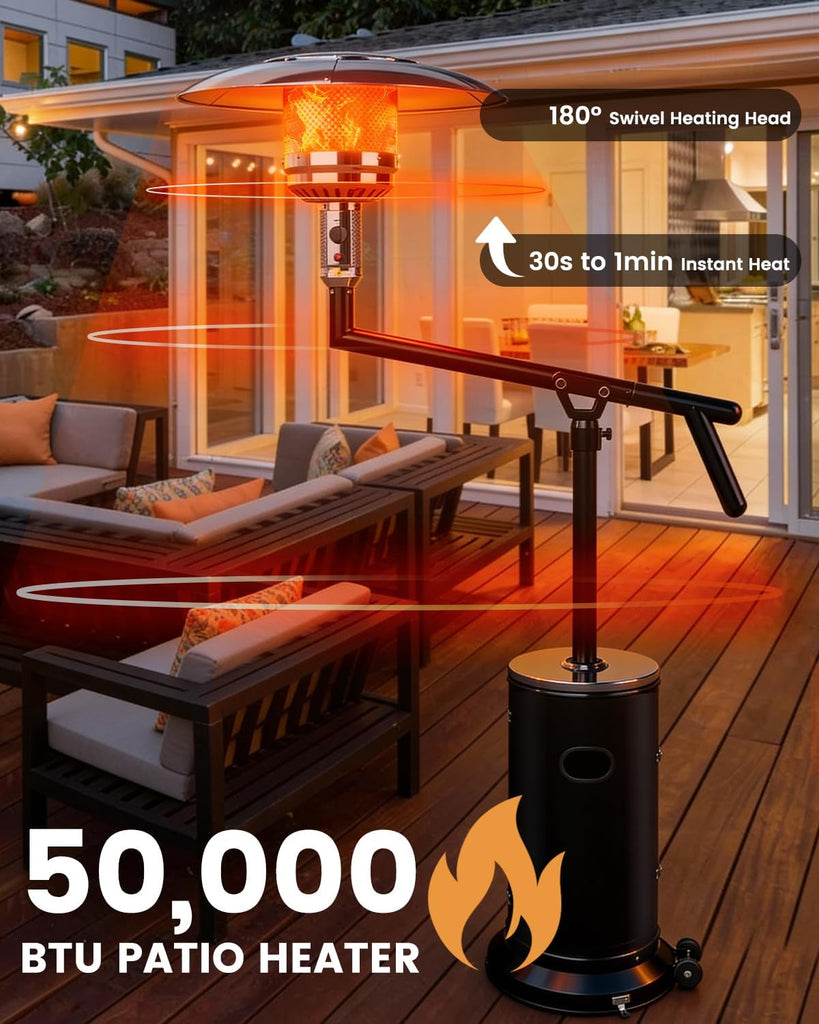Perfect Position Pyramid Patio Heater,Outdoor Heater with Swivel Arm | 48000 BTU Propane Patio Heater for Outdoor Use