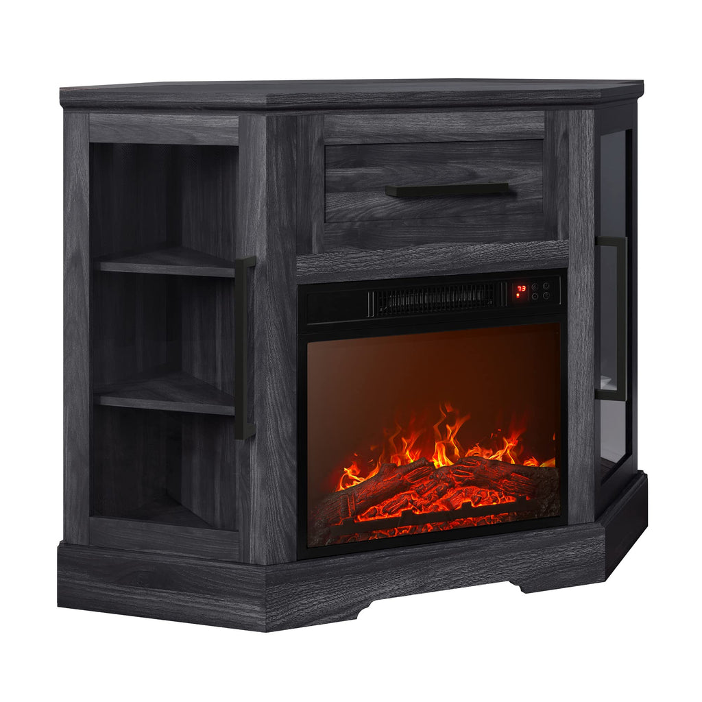 Dale 43" Corner TV Stand with 18" Electric Fireplace - Rustic Grey