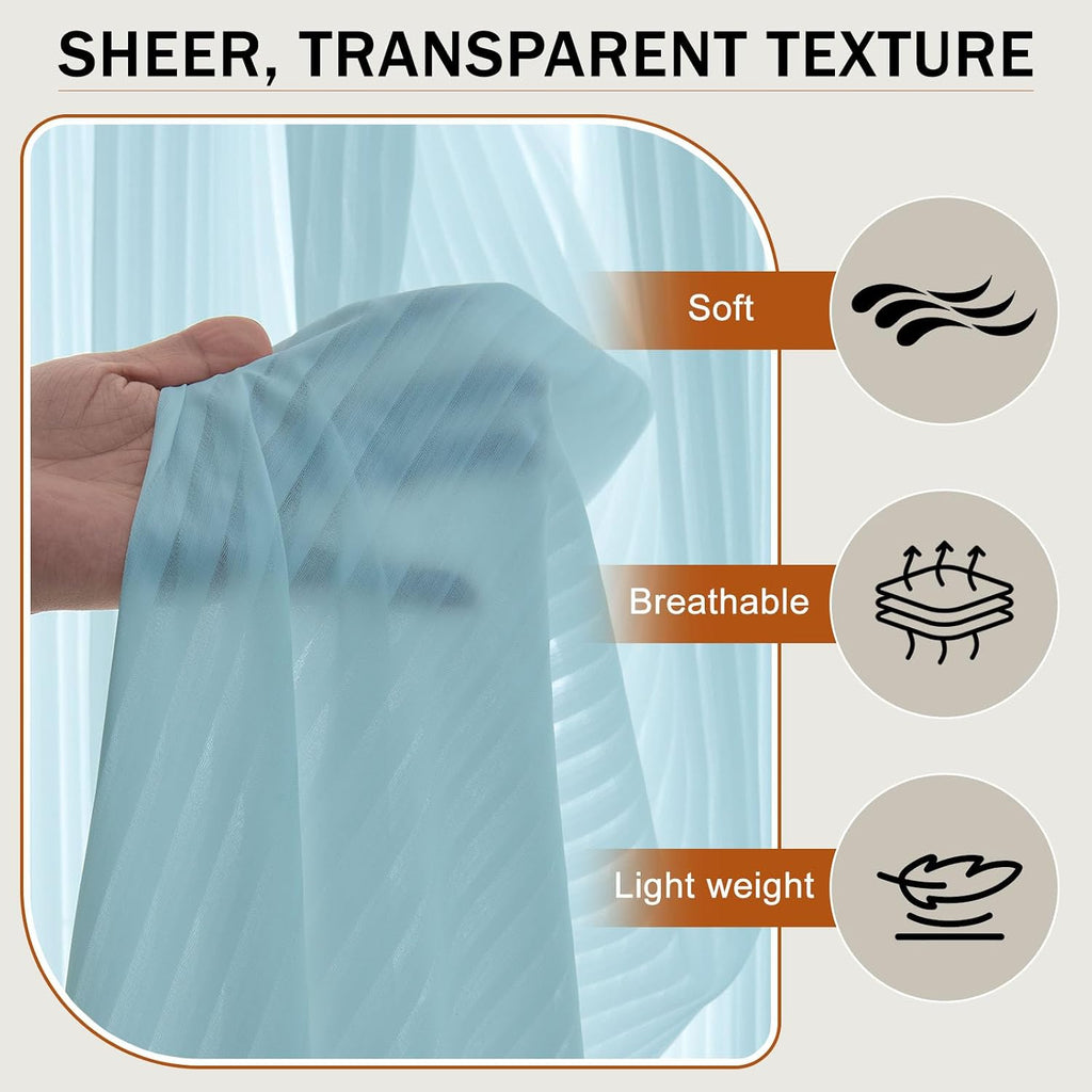 Outdoor Curtains Blue Sheer Curtains 84 Inches Long 2 Panels Set with Zipper Top & Bottom Grommet Outside Privacy