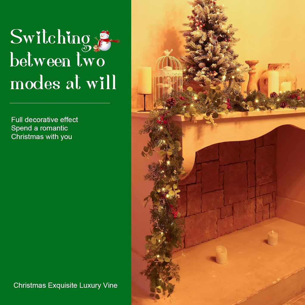 6FT Christmas Garland with Lights Battery Operated