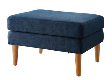Designs4Comfort Marlow Ottoman 27" - Mid-Century Modern Upholstered Footrest & Seat, or Entryway, Dark Blue Fabric