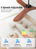 60 Inch Ceiling Fans with Lights and Remote, Solid Walnut Wood 3 Blade Modern Ceiling Fan, Quiet DC Motor, 6 Speeds, Timer, Dimmable LED, Indoor & Covered Outdoor Living Room, Bedroom, Patio (Walnut)