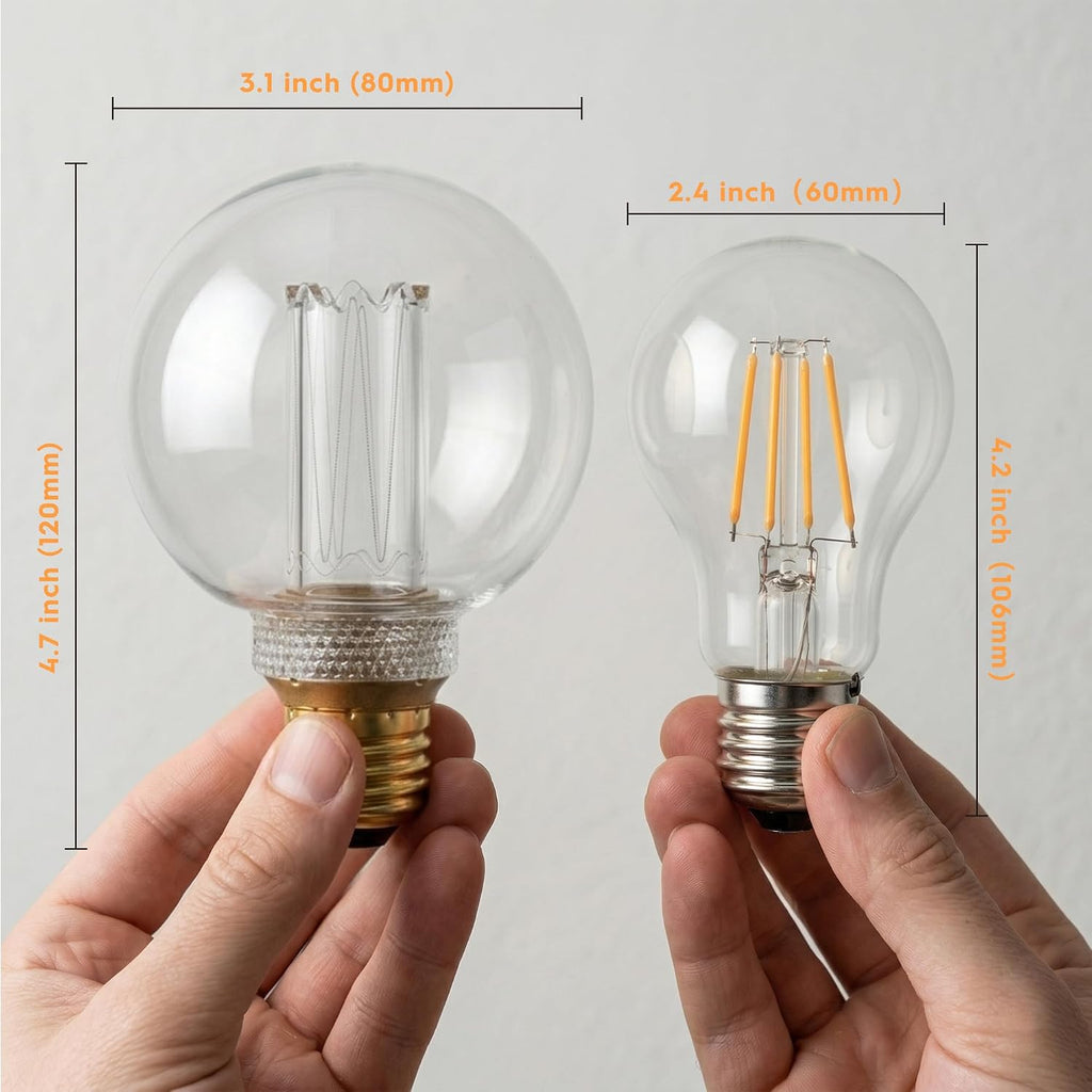 Edison Light Bulb Dimmable E26 LED Vintage Round Low Lumen Amber G80